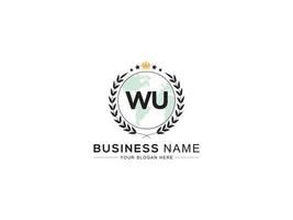 minimalista wu logotipo ícone, real forma wu coroa logotipo carta Projeto vetor
