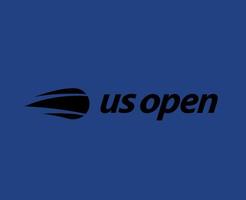 nos aberto símbolo logotipo com nome Preto torneio tênis a campeonatos Projeto vetor abstrato ilustração com azul fundo