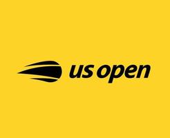 nos aberto símbolo logotipo com nome Preto torneio tênis a campeonatos Projeto vetor abstrato ilustração com amarelo fundo
