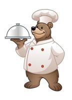 Castanho Urso chefe de cozinha mascote vetor