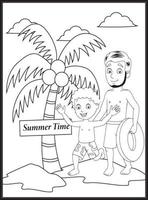 páginas para colorir de verão para crianças vetor