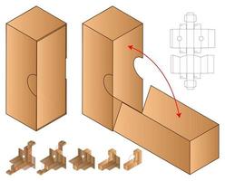 design de modelo cortado de embalagem de caixa. Maquete 3D vetor