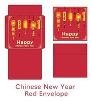 envelope de ano novo chinês com lâmpadas chinesas vetor