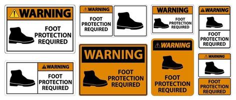 Aviso de proteção para os pés necessária sinal de símbolo de parede vetor