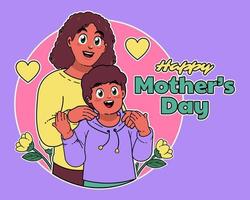 feliz mães dia, mãe e filho vetor