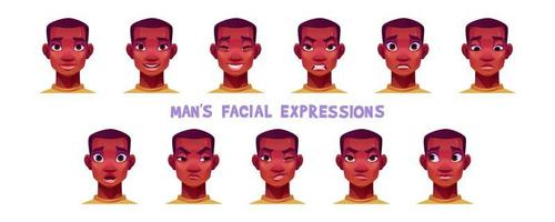 africano americano homem facial expressões vetor