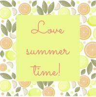 vetor verão cartão com fofa laranjas fundo e texto amor verão Tempo