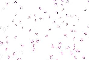 textura de vetor rosa claro com notas musicais.