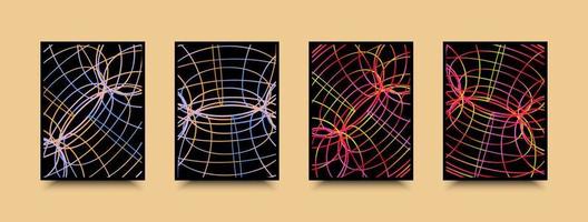 geometria rede perspectiva estrutura de arame poster dentro néon gradiente cores vetor