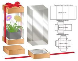 design de modelo cortado para caixa de flores vetor