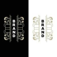 modelo de logotipo de ornamento minimalista elegante ornamento de luxo decoração de casamento negócios, convite estilo batik, batik, frasion, design inicial da marca vetor