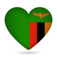 Zâmbia bandeira dentro coração forma. vetor ilustração.