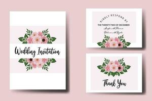 Casamento convite quadro, Armação definir, floral aguarela digital mão desenhado Rosa flor Projeto convite cartão modelo vetor
