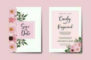Casamento convite quadro, Armação definir, floral aguarela digital mão desenhado Rosa flor Projeto convite cartão modelo vetor