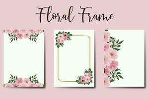 Casamento convite quadro, Armação definir, floral aguarela digital mão desenhado Rosa flor Projeto convite cartão modelo vetor