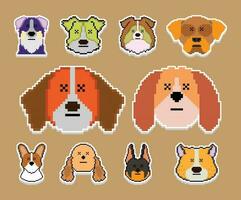 a cachorro pixel adesivo emoji emoticon coleção vetor