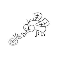 mão desenhado crianças desenhando engraçado mosquito com mosquito bobina desenho animado animal mascote personagem vetor ilustração cor crianças desenho animado clipart