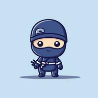 fofa kawaii ninja chibi mascote vetor desenho animado estilo