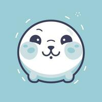 fofa kawaii foca chibi mascote vetor desenho animado estilo