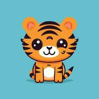 fofa kawaii tigre chibi mascote vetor desenho animado estilo