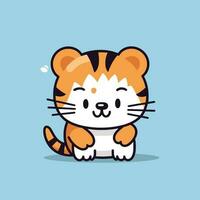 fofa kawaii tigre chibi mascote vetor desenho animado estilo