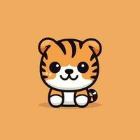 fofa kawaii tigre chibi mascote vetor desenho animado estilo