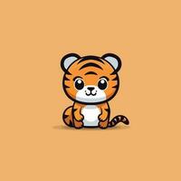 fofa kawaii tigre chibi mascote vetor desenho animado estilo