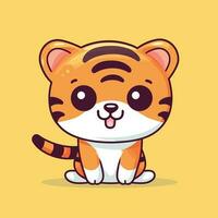 fofa kawaii tigre chibi mascote vetor desenho animado estilo