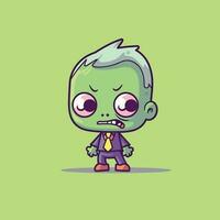 fofa kawaii zumbi chibi mascote vetor desenho animado estilo