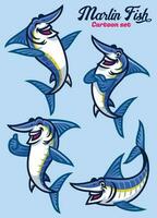conjunto do desenho animado personagem do marlin peixe vetor