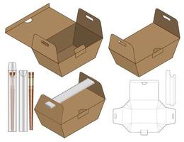 design de modelo cortado de embalagem de caixa. Maquete 3D vetor