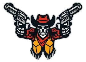 crânio vaqueiro bandido visando a armas dentro e-sport logotipo estilo vetor