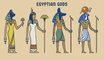 conjunto desenhando do egípcio Deuses vetor