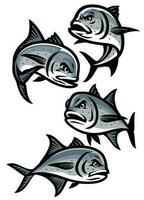 conjunto do gigante trevally peixe desenho animado vetor