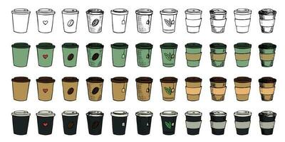 xícara fofa de ilustração de chá ou café. clipart de copo simples. conjunto de rabiscos em casa aconchegante vetor