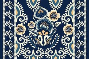 ikat floral paisley bordado em marinha azul plano de fundo.ikat étnico oriental padronizar tradicional.asteca estilo abstrato vetor ilustração.design para textura,tecido,vestuário,embrulho,decoração,tapete.