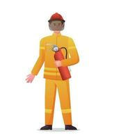 bombeiro personagem dentro uniforme vetor ilustração