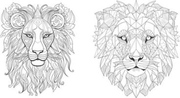 uma leão cabeça com uma floral padronizar coloração Páginas Projeto vetor