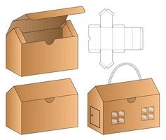 design de modelo cortado de embalagem de caixa. Maquete 3D vetor