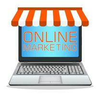 laptop com loja de marketing online vetor