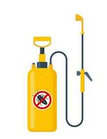 amarelo pressão pulverizador do químico inseticida, pragas ao controle e extermínio serviço equipamento. proteção a partir de a barata e de outros inseto. aerossol para erro mordida prevenção. vetor ilustração.