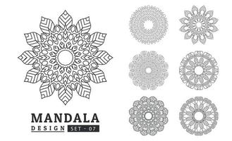 Preto e branco flor mandala desenhos conjunto vetor