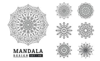 Preto e branco flor mandala desenhos definir. Novo mandala arte vetor ilustração