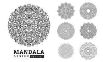 Preto e branco flor mandala desenhos definir. Novo mandala arte vetor ilustração