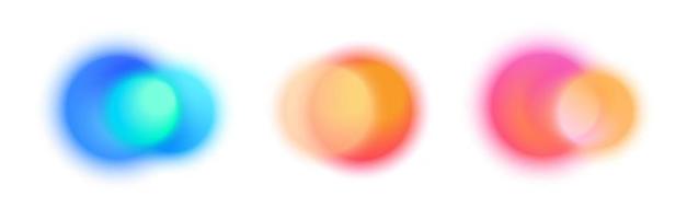 vetor conjunto do colorida abstrato borrado círculos. brilhante gradiente local com borrão, bokeh efeito. isolado modelo dentro azul, laranja e Rosa. brilho ilustração