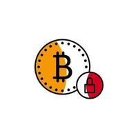 bitcoin, criptomoeda, trancar, cadeado vetor ícone ilustração