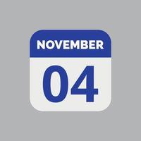 ícone de data do calendário de 4 de novembro vetor