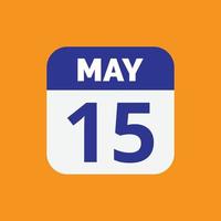 ícone de data do calendário de 15 de maio vetor