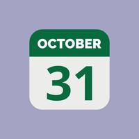 Outubro 31 calendário encontro ícone vetor