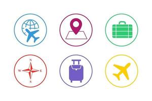 conjunto de ícones coloridos de viagens vetor